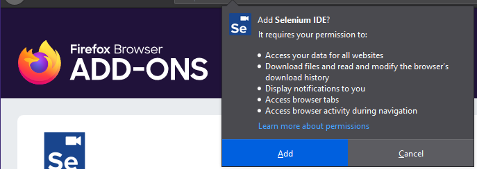Add Selenium IDE? Install Browser Plugin