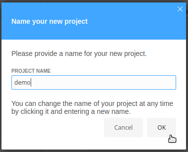 Name your new Project (in Selenium IDE)