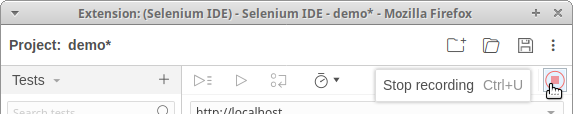 Extension (Selenium IDE) Stop Recording Step