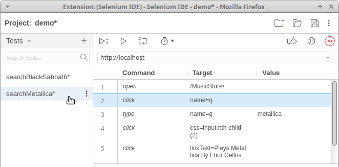 Setup Selenium IDE Browser Extension - search