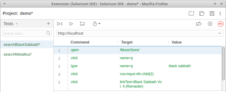 Setup Selenium IDE Browser Extension - search