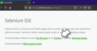 Selecting the Firefox IDE from the webpage